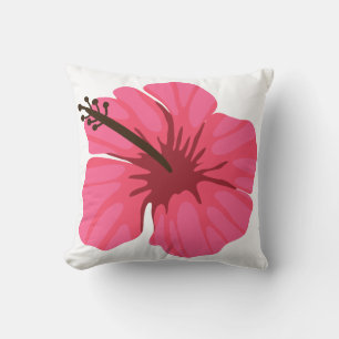 Coussin d'hibiscus rose et jaune