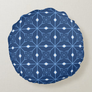 Coussin d'hiver Bleu neige et glace ronde