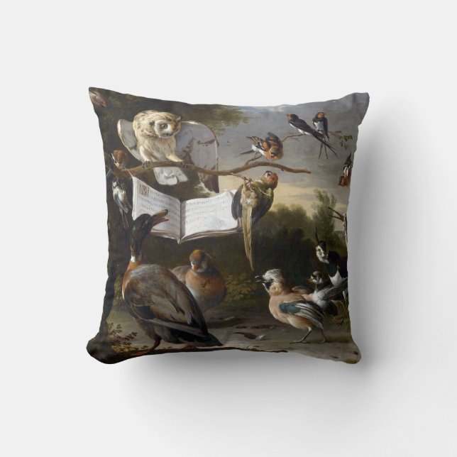 Coussin d'Hondecoeter de Melchior le concert des oiseaux (Recto)