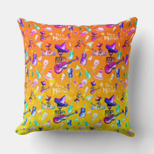 Coussin Dia De Los Muertos - Squelette Jouer une guitare