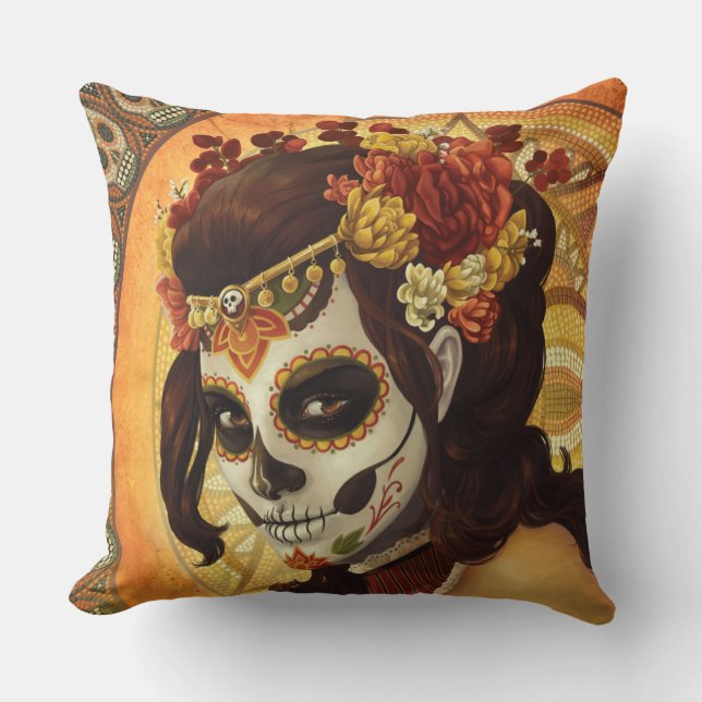Coussin Dia De Los Muertos Throw Pillow (Recto)