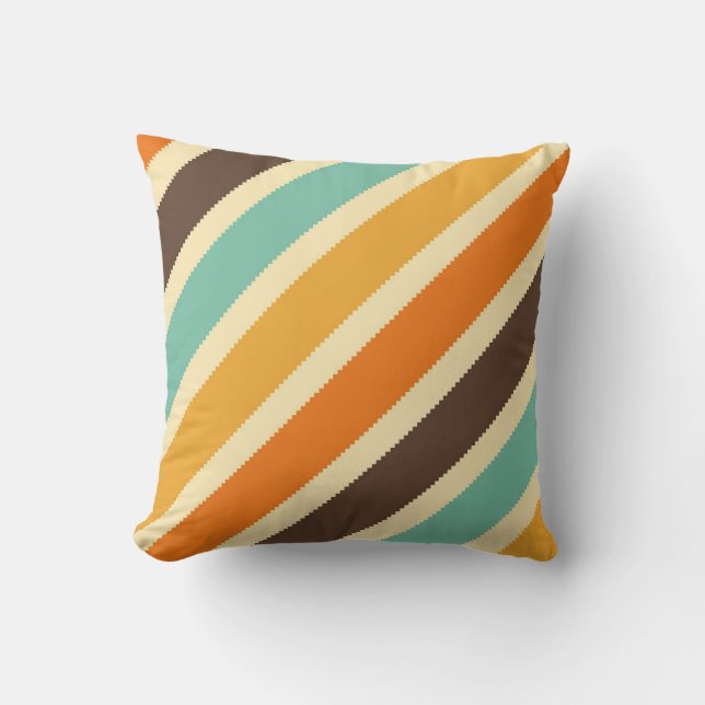 Coussin diagonal bleu jaune Brown de rayure (Recto)