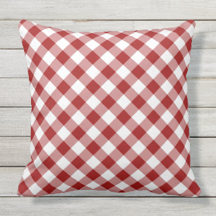 Coussin Diagonale rouge et blanc vérifiée