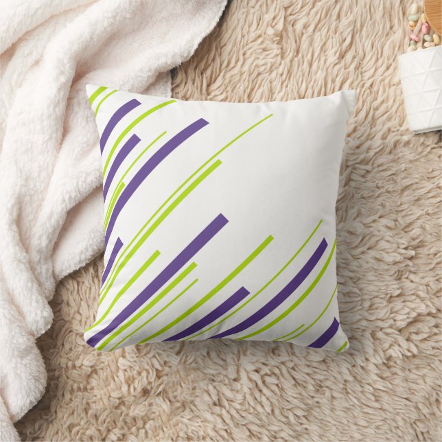 Coussin Diagonales en vert citron vert et violet (Couverture)