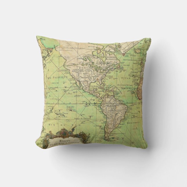 Coussin Diagramme 1778 de Bellin ou carte nautique du (Recto)