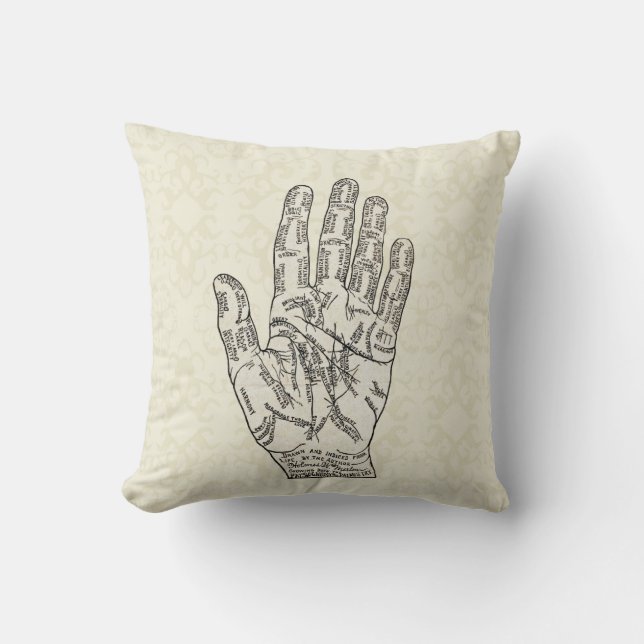 Coussin Diagrammes de Palmisterie et Phrenologie de l'art  (Recto)