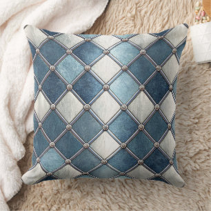 Coussin Diamant Bleu Métallique - Géométrique Industriel