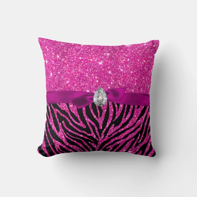 Coussin Diamant de ruban de motif de zèbre de parties (Recto)