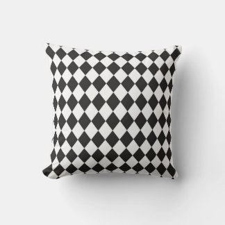 Coussin Diamant géométrique noir et blanc Halloween