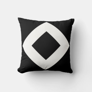 Coussin Diamant noir, Bordure en blanc gras