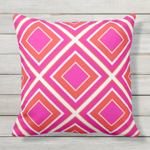 Coussin Diamant rose orange géométrique