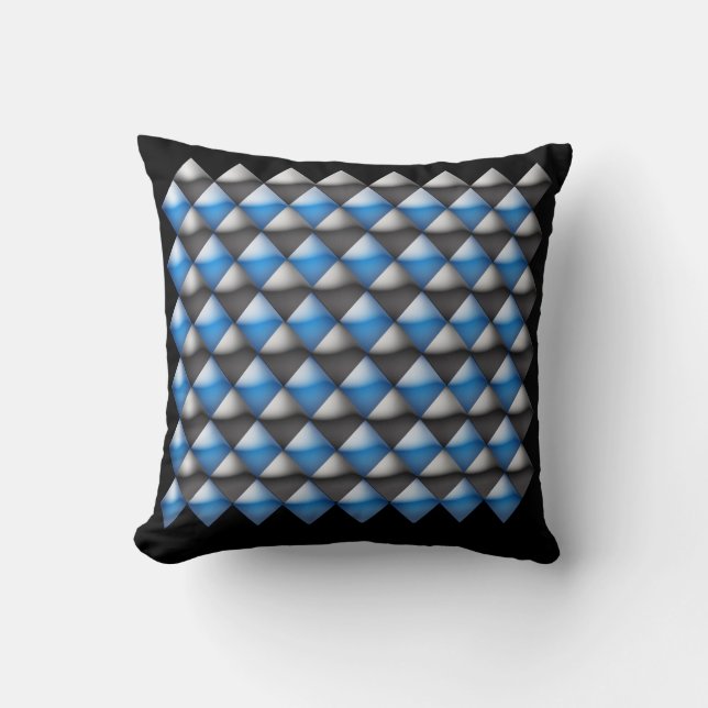 Coussin - Diamants 3-D bleus et noirs (Recto)