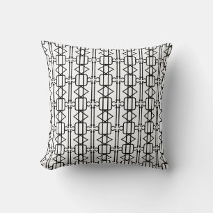 Coussin Diamants chics, Carré & Grilles en noir et blanc