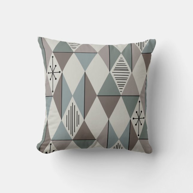 Coussin Diamants d'art de l'âge atomique Gris de taille (Recto)