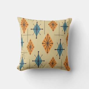 Coussin Diamants de Starburst moderne du milieu du siècle