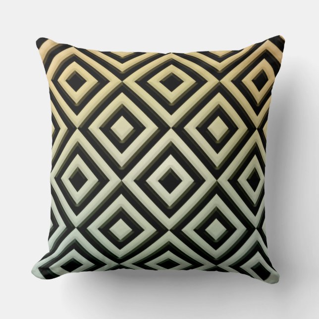 Coussin Diamants géométriques jaune et vert (Recto)