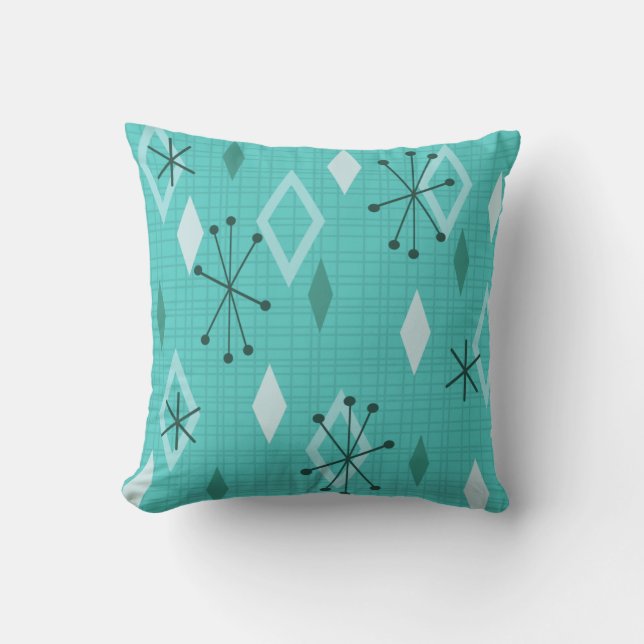 Coussin Diamants modernes du milieu du siècle Aquamarine (Recto)