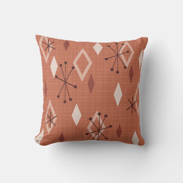 Coussin Diamants modernes du milieu du siècle Orange (Recto)