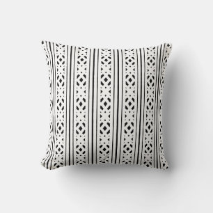Coussin Diamants noirs modernes et bandes sur blanc