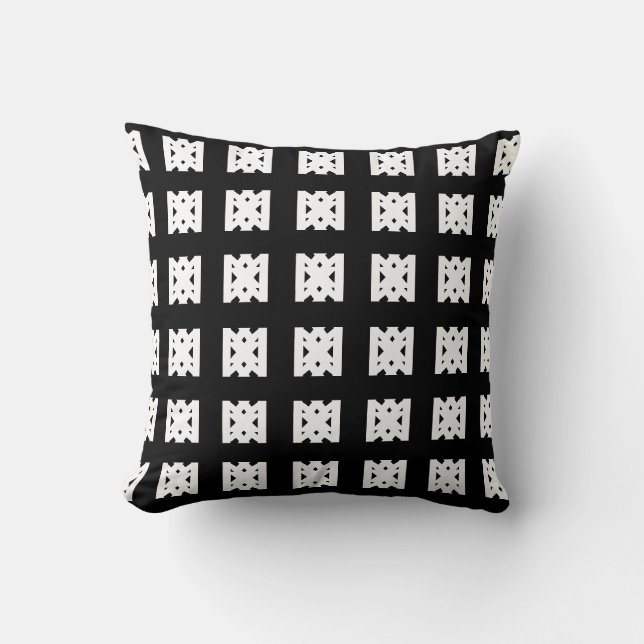 Coussin Diamants noirs modernes et bandes sur blanc (Recto)
