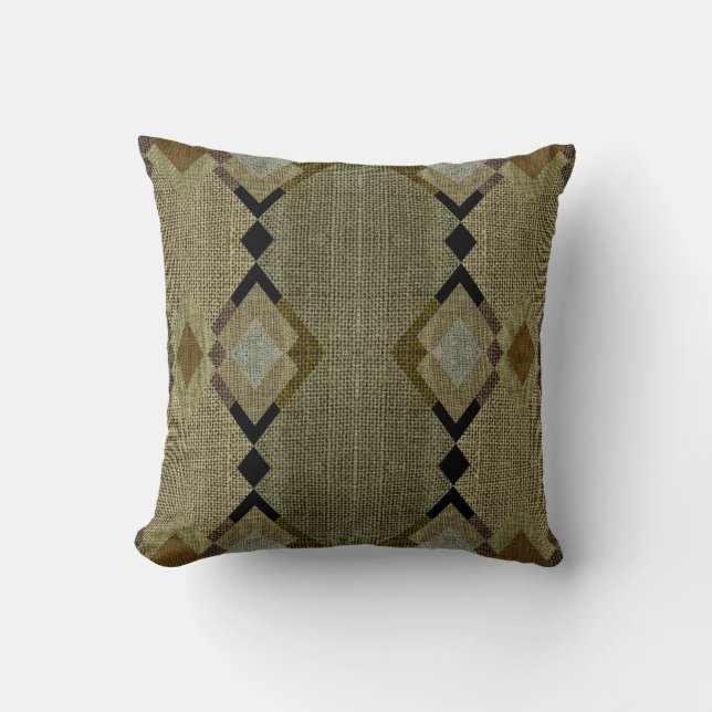 Coussin Diamants rustiques vert et carreau de motif de (Recto)