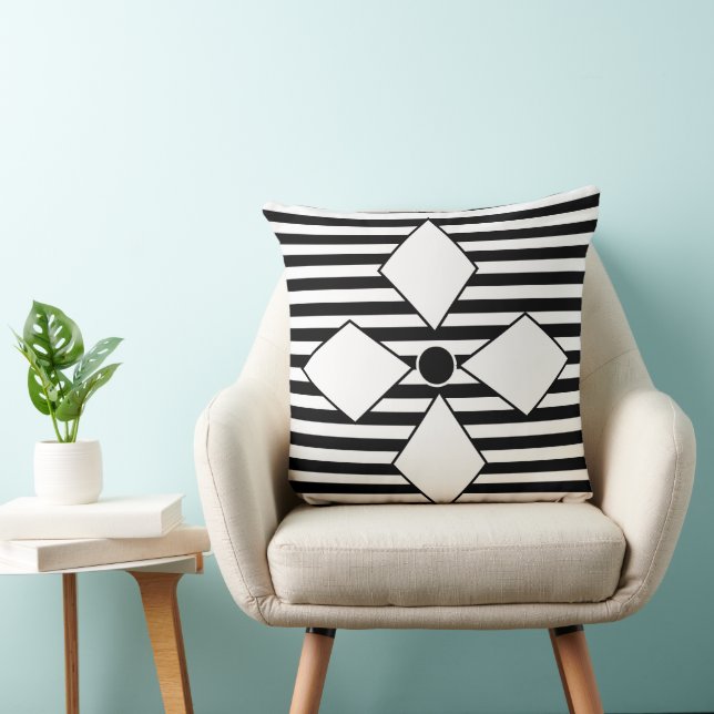 Coussin Diamètre géométrique noir blanc (Chaise)