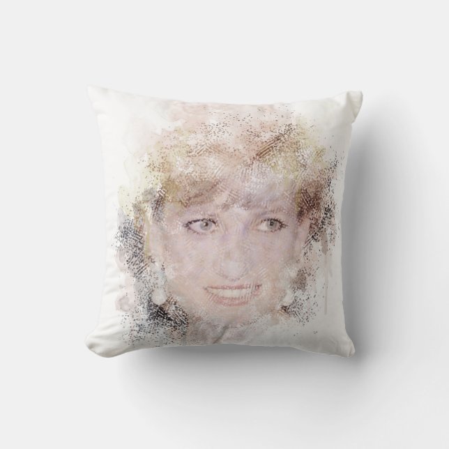 Coussin Diana La princesse du peuple Portrait aquarelle (Recto)