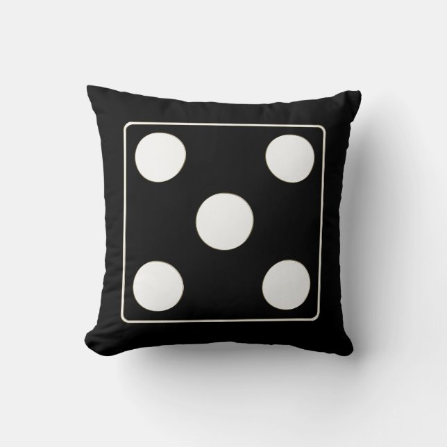Coussin DICE numéros de pips blanc 5 + votre backgr. (Recto)