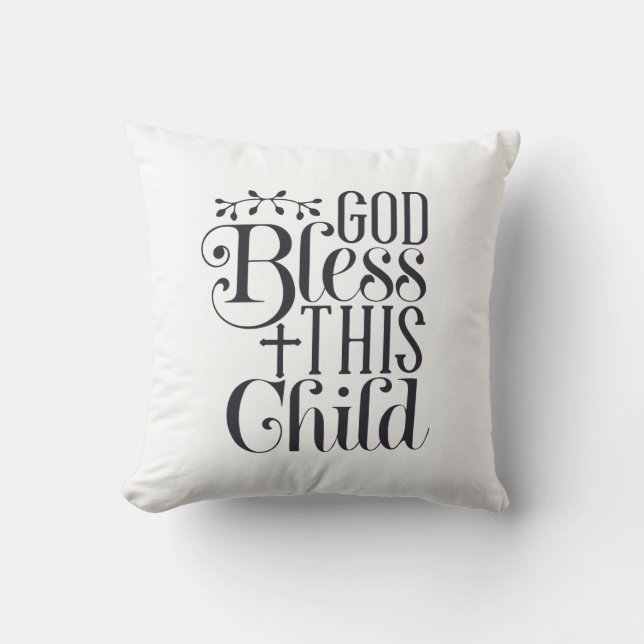 Coussin Dieu bénisse cet enfant Baptême chrétien (Recto)