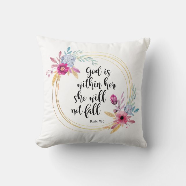 Coussin Dieu est dans son psaume 46:5 (Recto)