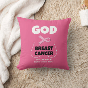 Coussin DIEU EST PLUS GRAND QUE LE CANCER DU SEIN T-shirt 
