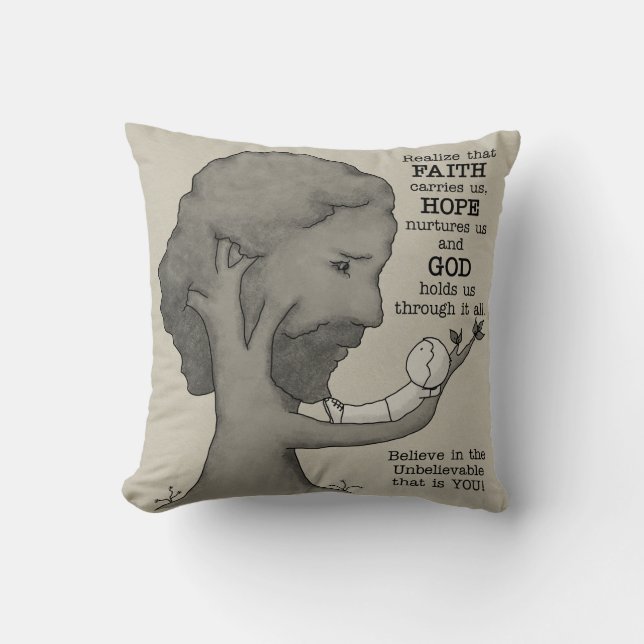 Coussin Dieu nous tient (Recto)