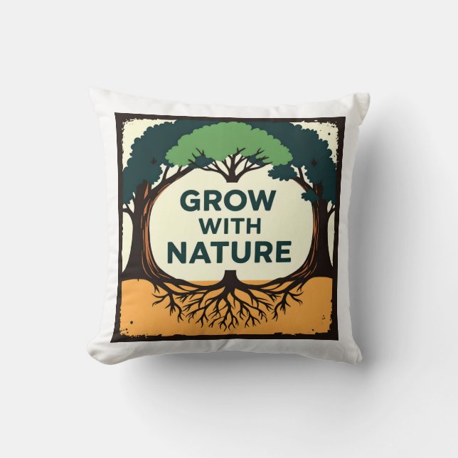 Coussin Digital Illustration of Stylized Tree with Roots a (Recto)
