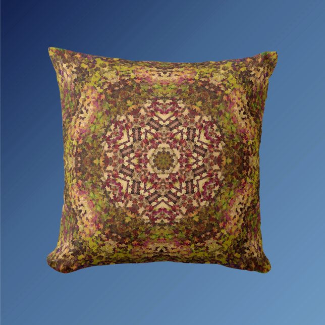 Coussin Digital Mandala jaune rouge et violet (Créateur téléchargé)