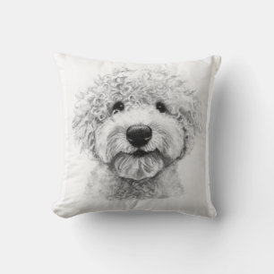 Coussin Digne adorable croquis de chien aux cheveux frisés