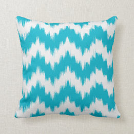 Coussin d'Ikat Chevron d'Aqua