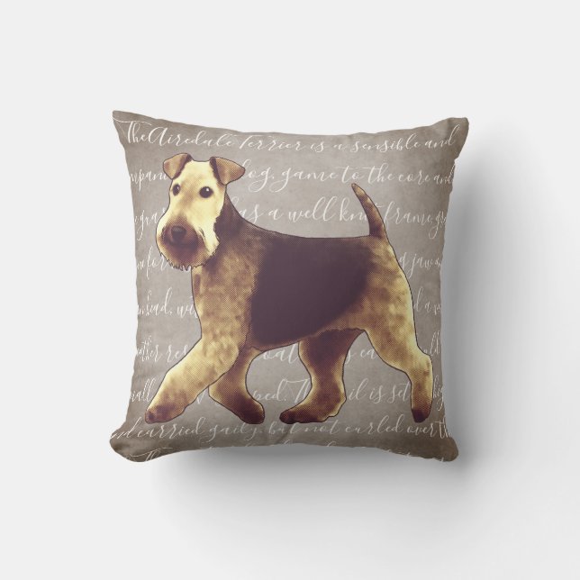 Coussin d'illustration d'Airedale Terrier (Recto)