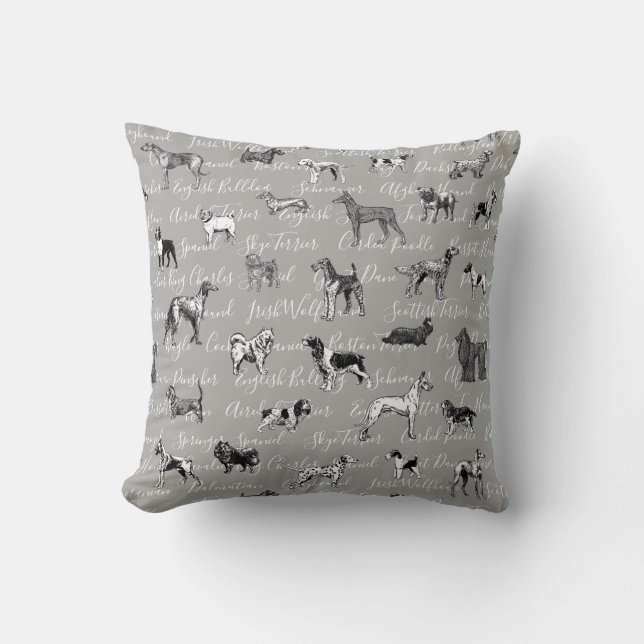 Coussin d'illustration de chiens de cru (Recto)