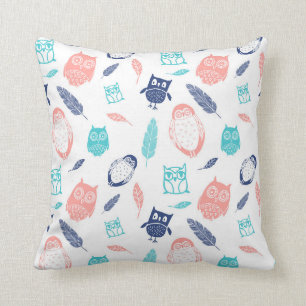 Coussin d'illustration de la Chouette de corail Tu