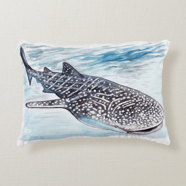 Coussin d'illustration de requin de baleine (Devant)