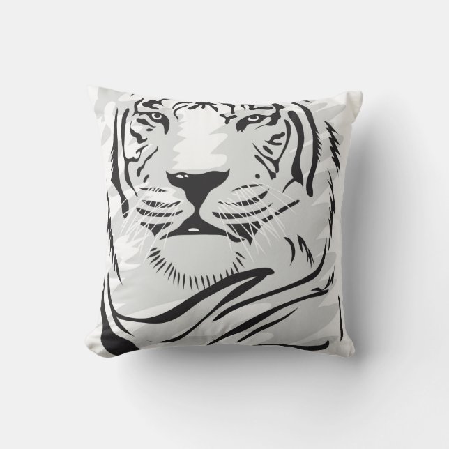 Coussin d'illustration de tigre blanc (Recto)