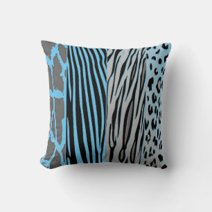 Coussin d'impression animal noir et bleu