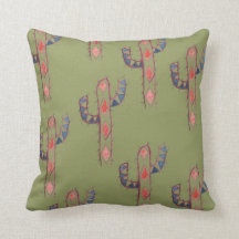 Coussin d'impression de cactus d'aquarelle