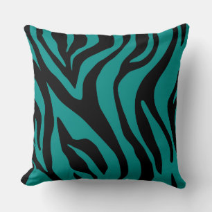 Coussin d'impression de tigre réversible Turquois