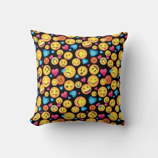 Coussin d'impression d'Emoji d'amusement avec le (Recto)
