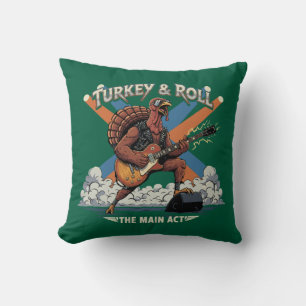 Coussin Dinde et Rock Drôle de guitariste de Thanksgiving