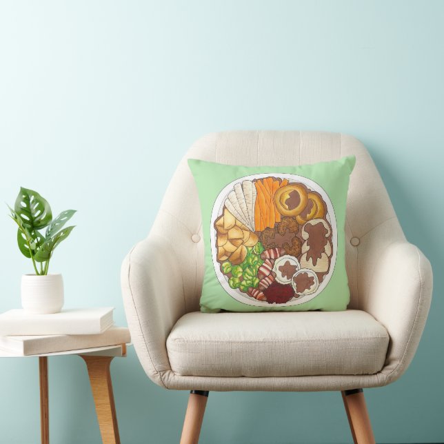Coussin Dîner de Noël UK Festive British Food (Chaise)