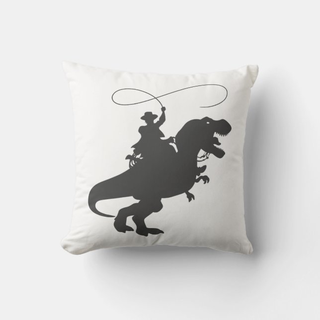 Coussin Dinosaure de cow-boy à l'époque préhistorique (Recto)