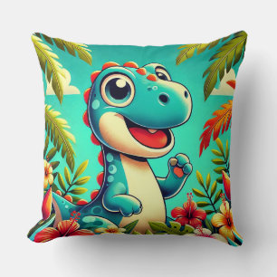 Coussin Dinosaure de dessin animé adorable pour chambre d'