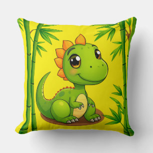 Coussin Dinosaure de dessin animé vert adorable parmi les 